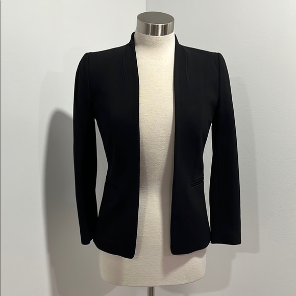J.Crew 365 Black Lapeless Collarless Blazer Sz 0 - Picture 1 of 15